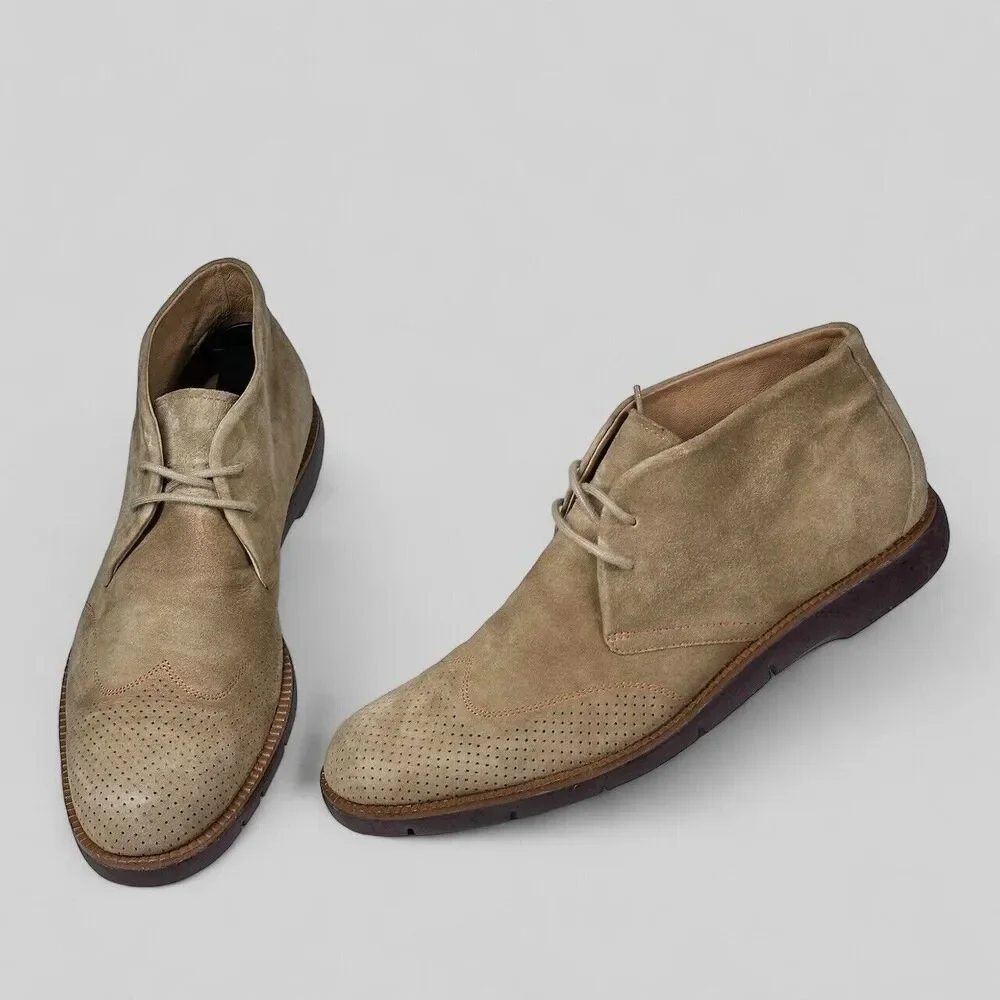 Donald J Pliner Boots Men’s Size 10 M Suede Wingtip Ankle Chukka Tan Ermes-Ma